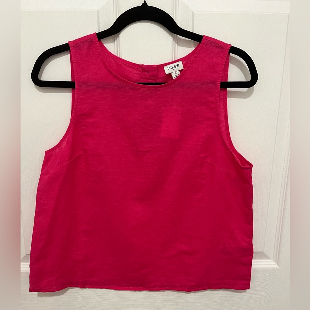 NWT J.Crew Linen Blend Button Back Shell Tank Top Size S
